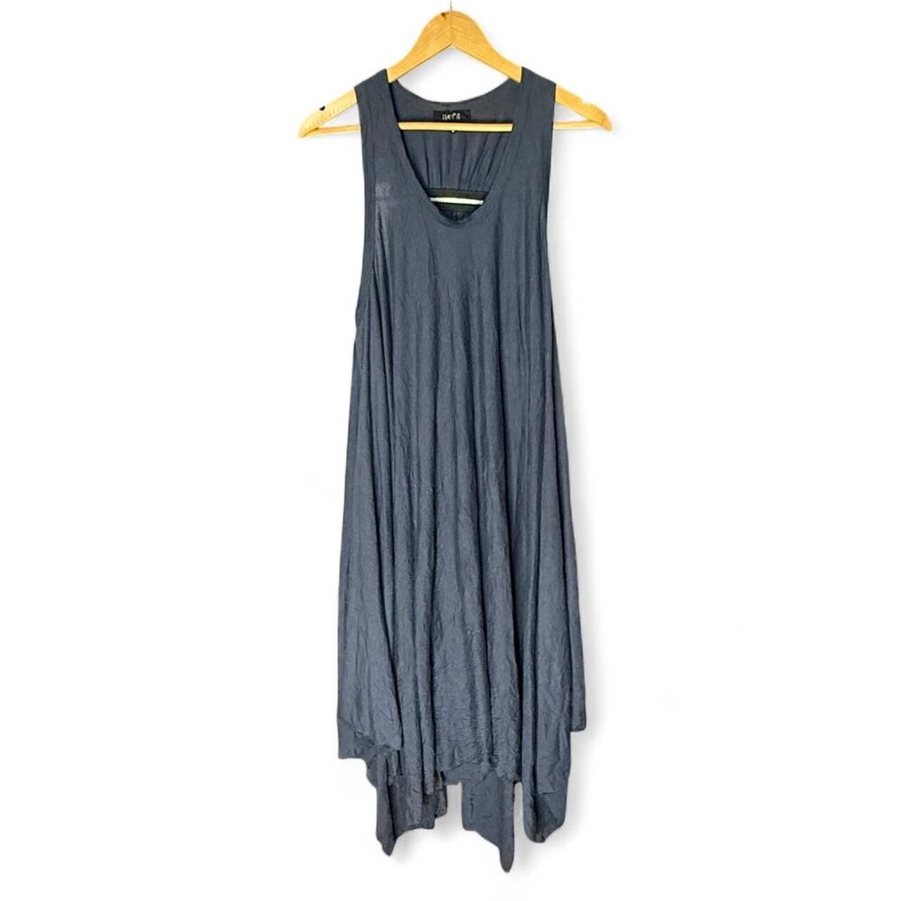 Comfy USA Sleeveless Layered Asymmetrical Dress Navy Blue Size M